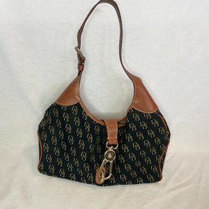 Dooney & Bourke Signature Monogram Hobo Canvas/Leather Handbag